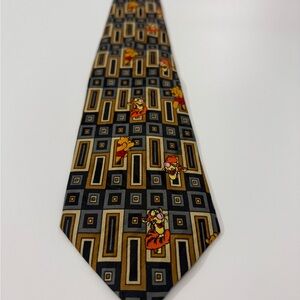 Disney Pooh Bear Black and Gold Patterned Tie